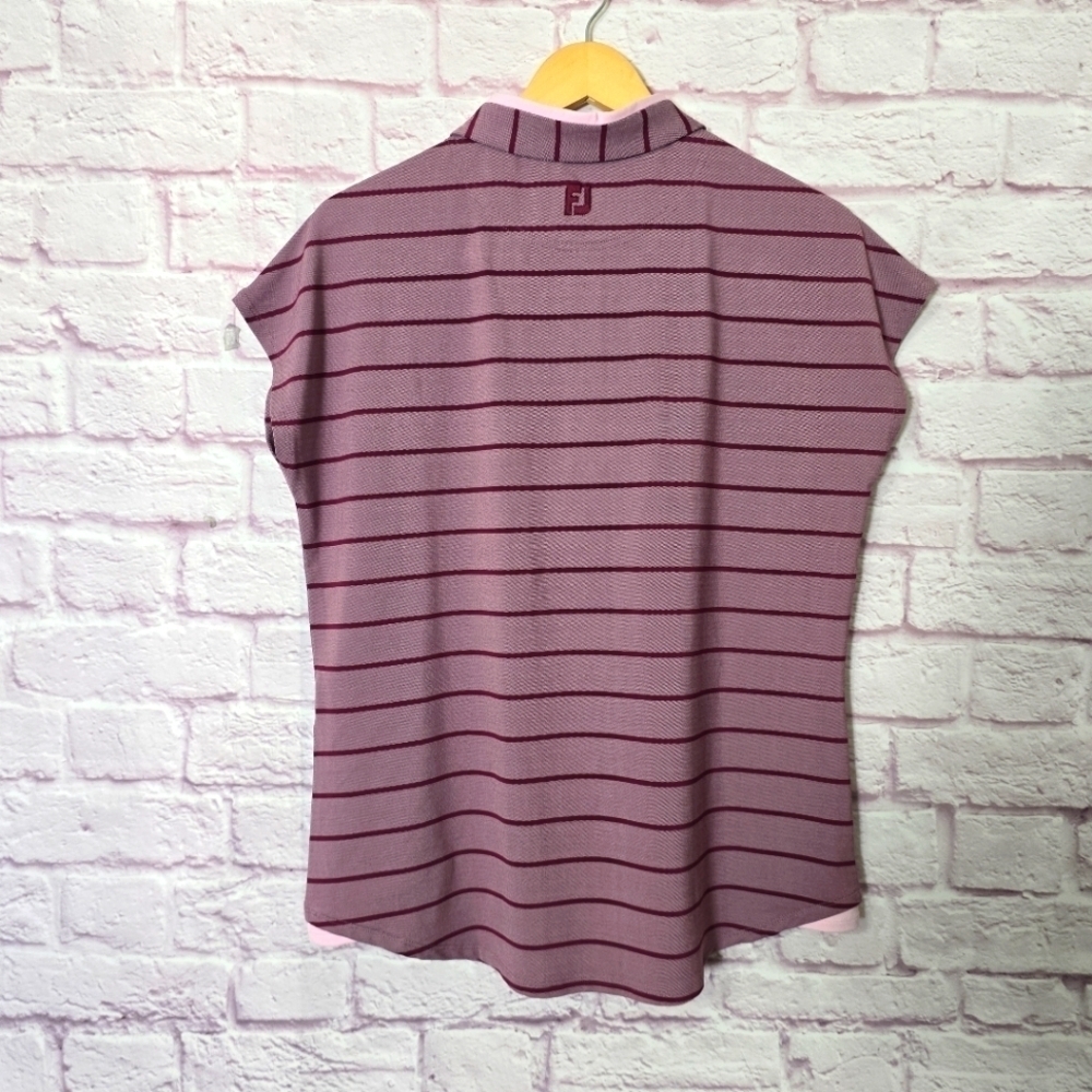 Footjoy Cap Sleeve Birdeye Stripe Jacquard Women's Shirts Size Large - Picture 7 of 9